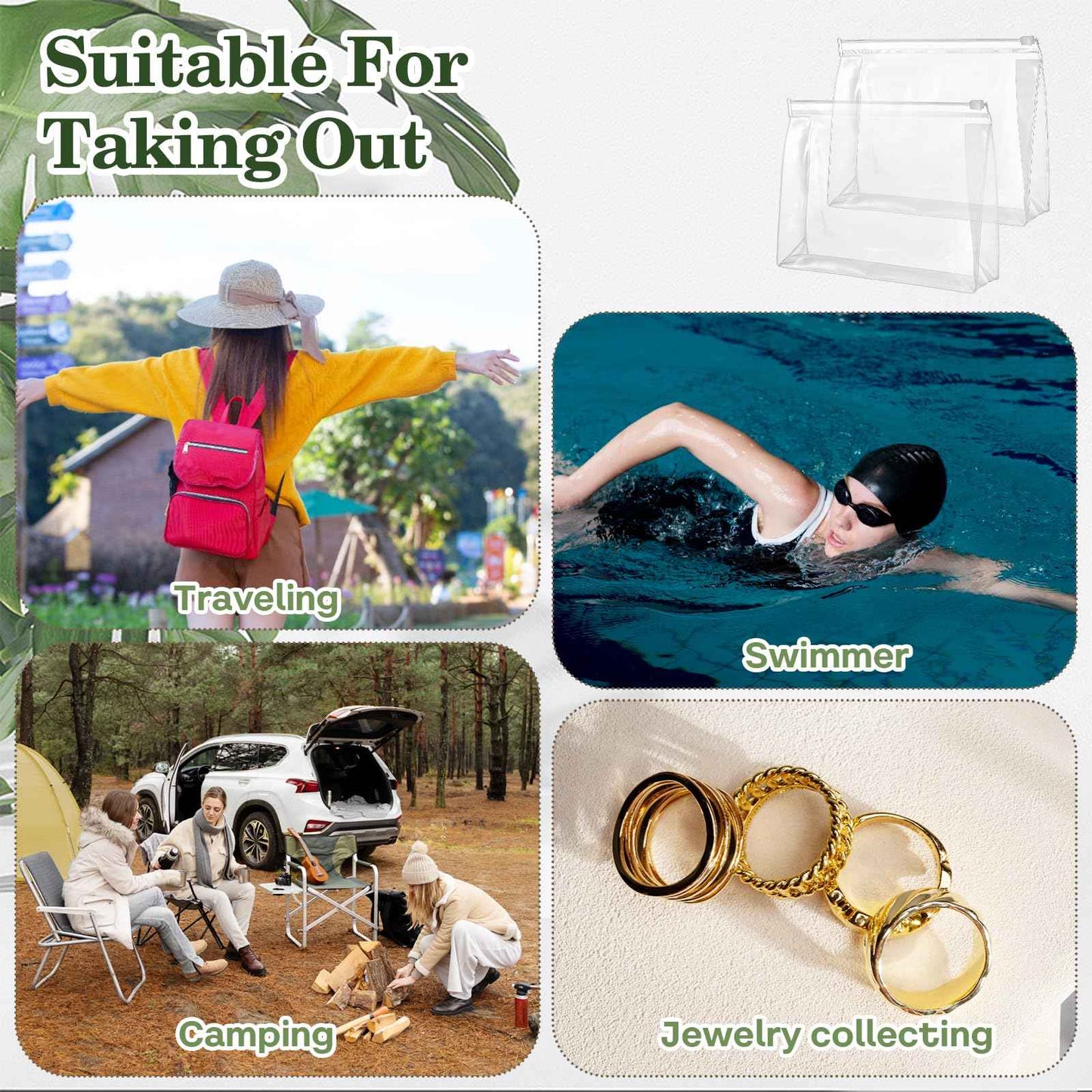 cobee 50 Pcs Clear Makeup Bags Bulk, Mini Cosmetic Organizer for Travel Small Transparent Zipper Pouch PVC Waterproof Pouches 7.9x5.9x2 In for Toiletry