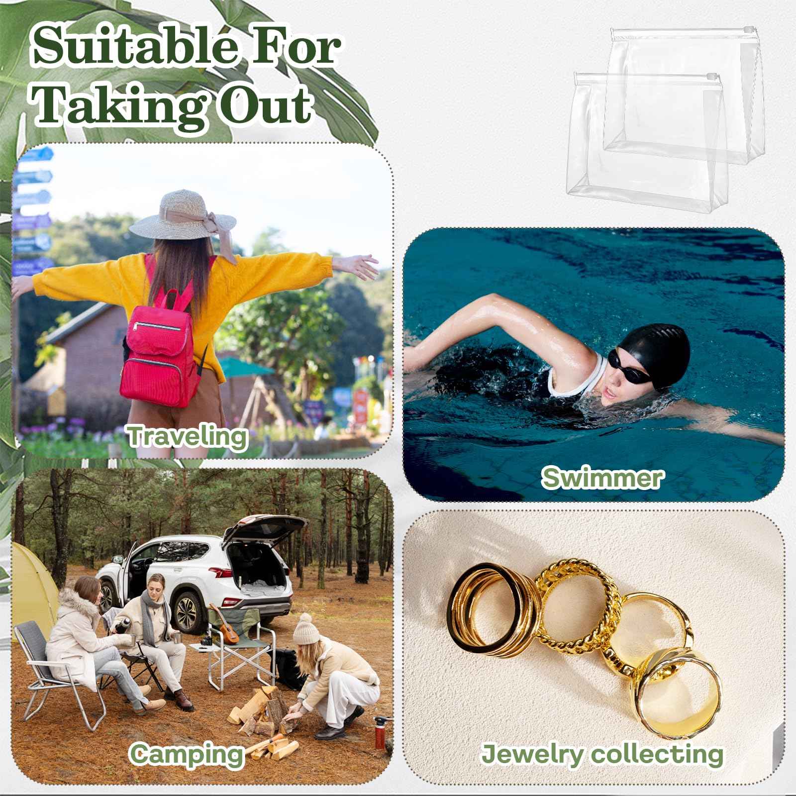 cobee 50 Pcs Clear Makeup Bags Bulk, Mini Cosmetic Organizer for Travel Small Transparent Zipper Pouch PVC Waterproof Pouches 7.9x5.9x2 In for Toiletry