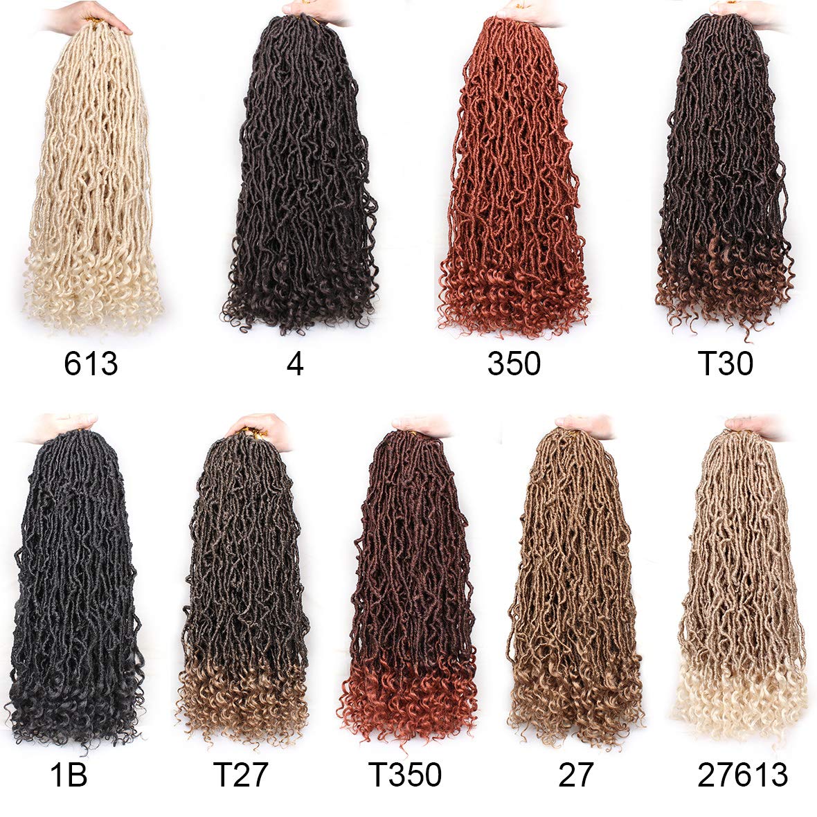 Leeven 24 Inch Goddess New Faux Locs Crochet Hair 2 Packs Long Soft Locs Crochet Braids Hair With Curly Ends Natural Black Synthetic Bohemian Locs Braiding Hair for Women 12 Strands/Pack 1B#