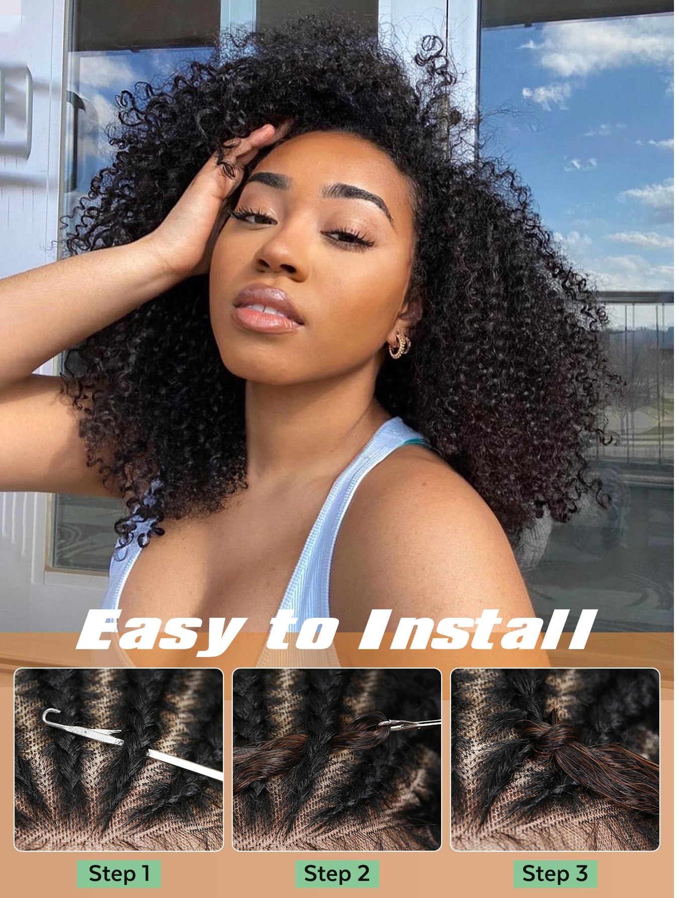 LADY MIRANDA Afro kinky Curly Crochet Hair Marlybob Braiding Hair Extensions for Black Women Jerry Curl Crochet Hair 6X Braid Hair Short Passion Twis Synthetic Extensions (Black)