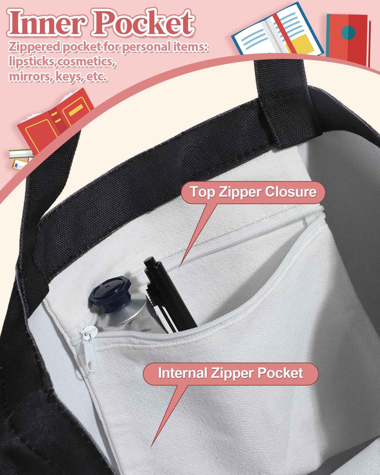 Huhumy 3 Pcs Book Lover Gifts for Women Library Tote Bag Novelty Book Socks Cosmetic Bag Christmas Bookish Gifts for Reading Lovers Librarian Colleagues Teachers Friends Bookworms Authors