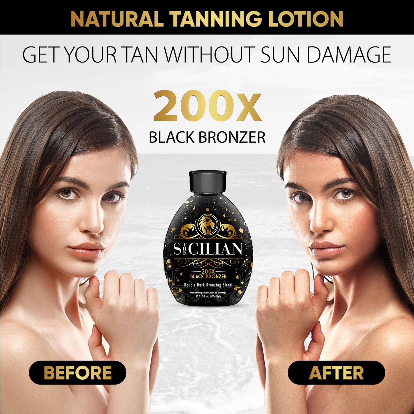 The Sicilian 200X Black Bronzer Dark Tanning Lotion Indoor Tanning Beds & Outdoor Bronzing Sun Tan Lotion