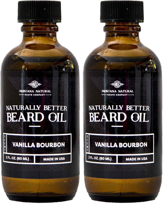 MNSC Vanilla Bourbon Naturally Better Beard Oil & Conditioner - Softens, Smooths, & Strengthens Beard Growth, Hypoallergenic, All-Natural, Plant-Derived, Handmade in USA (Pack of 2)