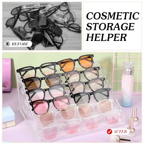 Jetec 2 Pcs Acrylic Card Display Stand Versatile Display for Trading Cards Greeting Card Sunglasses Organizer Nail Polish Holder Essential Oils Cosmetic Cases Eyewear Rack(6 Tiers Style)