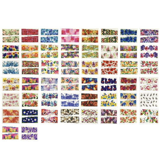 Wrapables Art Water Nail Decal (50 Sheets), Colorful Floral