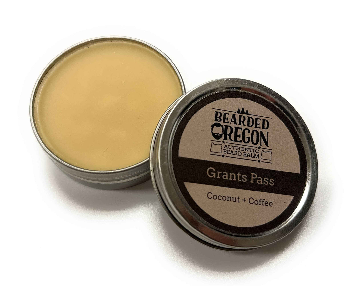 Bearded Oregon Beard Balm - Grants Pass Scent, 2 oz - Coffee, Coconut - All Natural Ingredients, Softens and Strengthens Beard, Strong Hold
