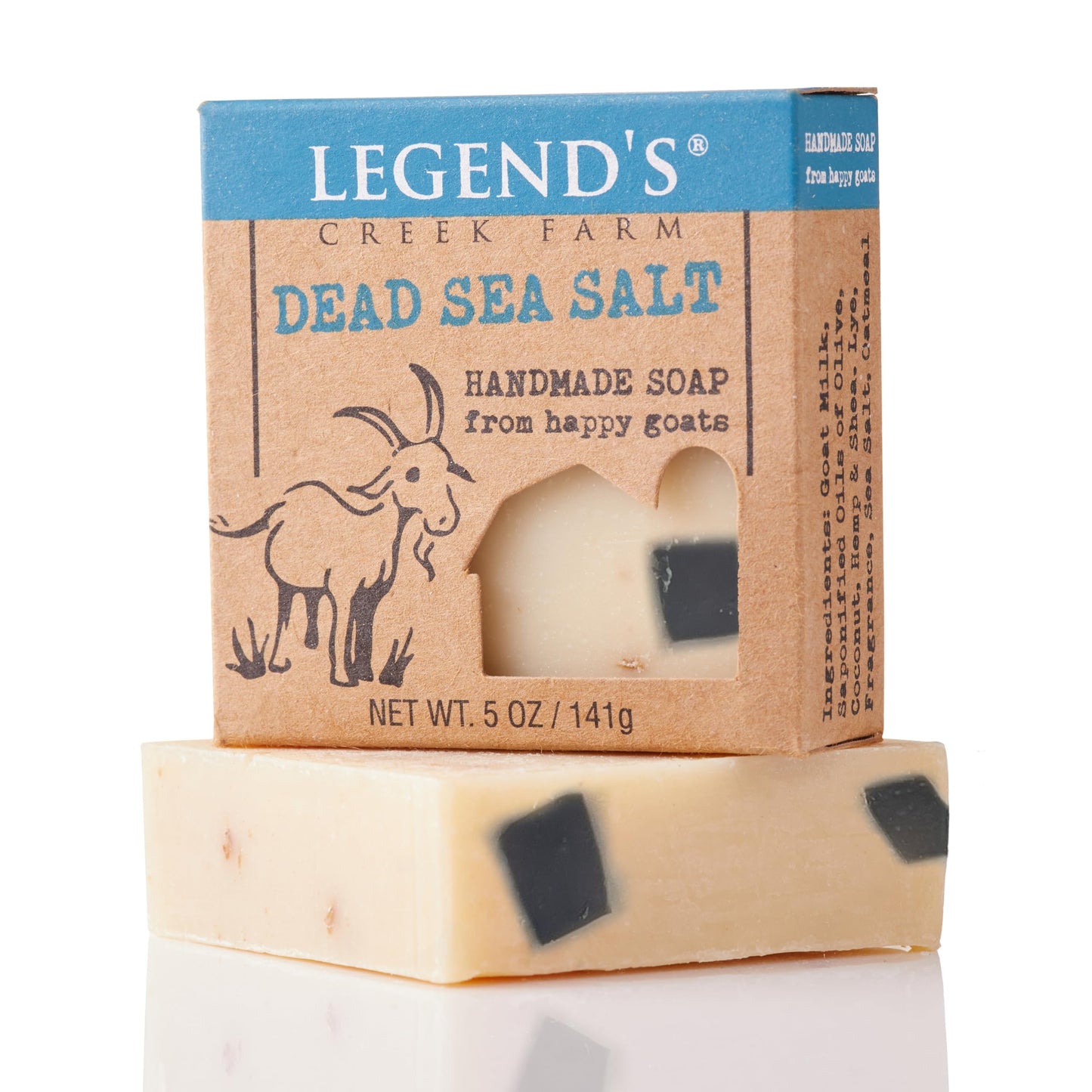 Legend's Creek Farm Goat Milk Soap - Cleansing Moisturizing Soap Bar for Hands and Body - 5 Oz Creamy Lather, Nourishing, Gentle Natural Soap for Sensitive Skin (Dead Sea Salt, Pack of 2)