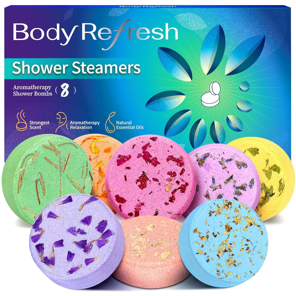 Shower Steamers Aromatherapy - 8 Pack Shower Bombs with Natural Essential Oils, Birthday Gifts for Women Self Care Relaxation Home SPA Stress Relief, Gifts for Girlfriend Teacher Womens Christmas Gift