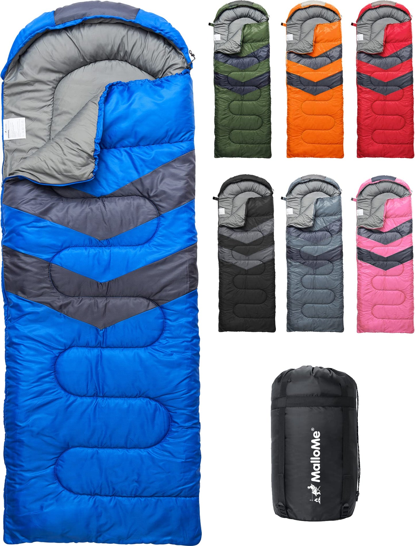 MalloMe Sleeping Bags for Adults Cold Weather & Warm - Backpacking Camping Sleeping Bag for Kids 10-12, Girls, Boys - Lightweight Compact Camping Essentials Gear Accessories Hiking Sleep Must Haves