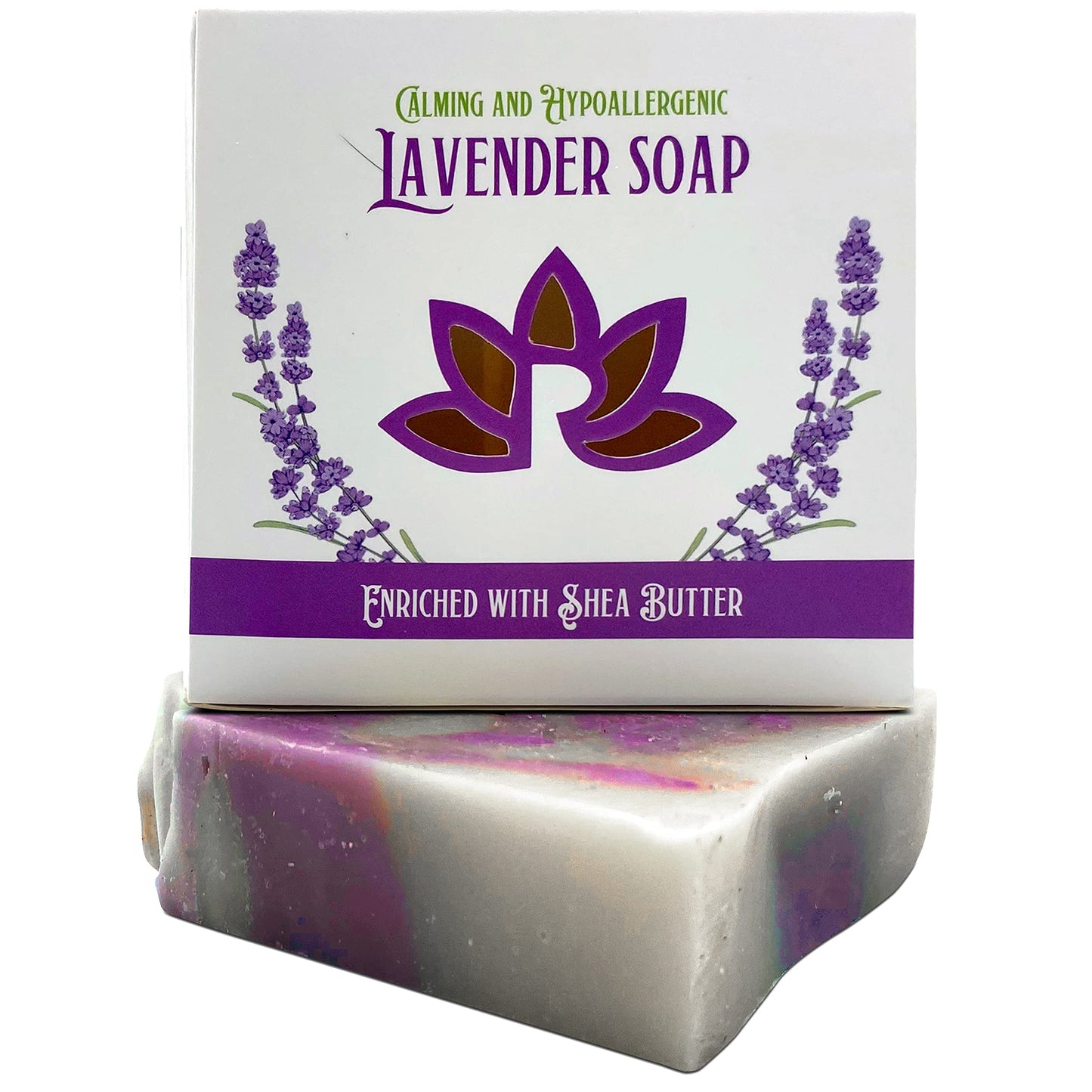 Relaxcation Lavender Soap Bar with Essential Lavender Oil and Shea Butter - Calming and Hypoallergeniс Natural Cold Process Soap - Handmade in USA