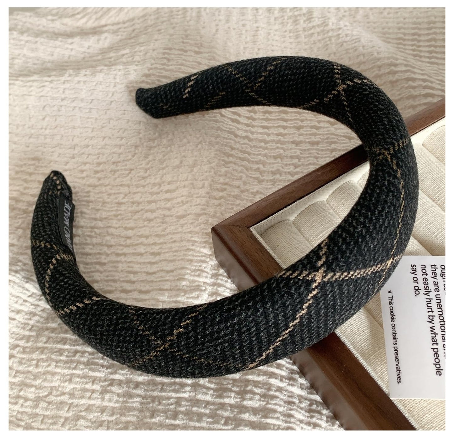 Like-know-like Padded Headbands for Women - Cute Fancy Dress Party Hair Hoops with Black Plaid Pattern