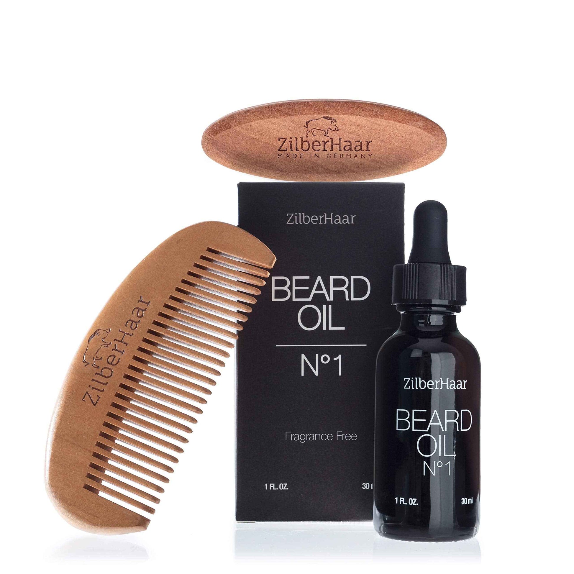 ZilberHaar Beard Care Travel Bundle, Beard Oil + Pocket Beard Brush with Soft Bristles Bundle