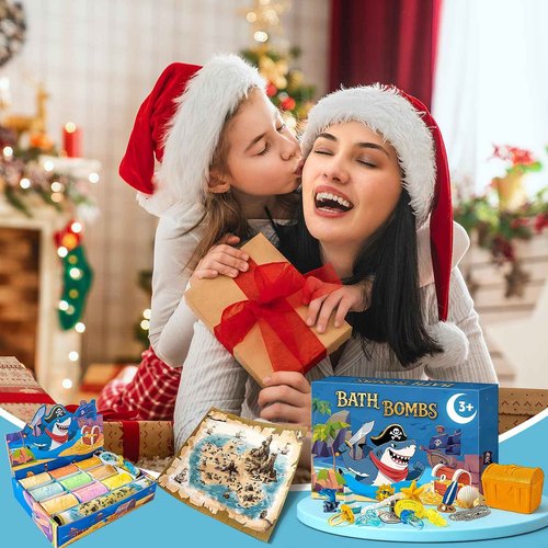 Bath Bombs for Kids with Surprise Inside, 9 Pack Kids Bath Bombs with Treasure Chest Toys Gift Set, Fizzy Bath Salt Balls, Perfect Birthday, Halloween, Or Holiday Gift for Boys and Girls