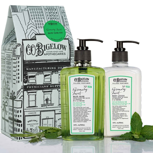 C.O. Bigelow Rosemary Mint Apothecary Duo Hand Care Gift Set, Hand Wash & Body Lotion, Liquid Soap & Moisturizing Lotion, Set of 2, 10 Fl Oz