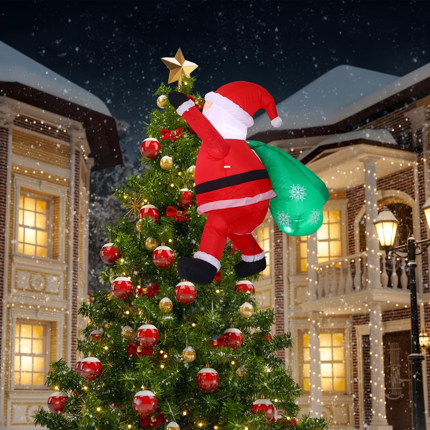 Jenaai 4 ft Christmas Inflatable Santa Claus with Build in LED Light Christmas Inflatables Hug a Tree, Blow up Christmas Decoration for Xmas Outdoor Indoor Yard Lawn (Funny Style)