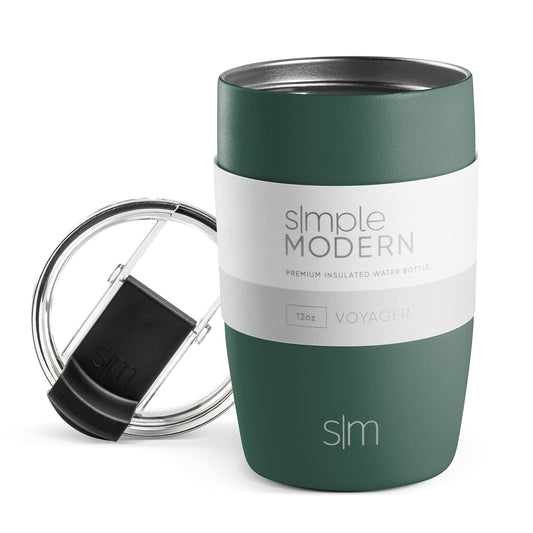 Simple Modern Travel Coffee Mug Tumbler with Flip Lid | Reusable Insulated Stainless Steel Cold Brew Iced Coffee Cup Thermos | Gifts for Women Men Him Her | Voyager Collection | 12oz | Forest