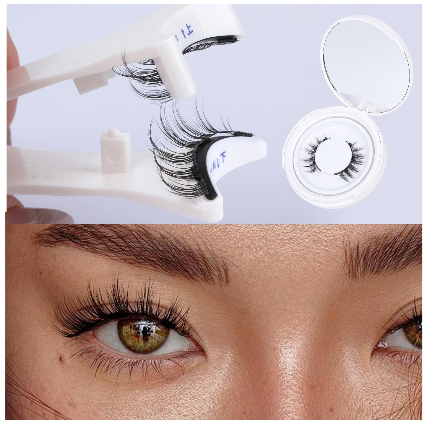 JIMIRE Natural Magnetic Eyelashes Wispy Magentic Lashes Reusable Clear Band Magnetic Eyelashes Kit with Applicator No Glue Needed Magnetic Lashes for All Day Comfort and Easy Wear and Remove