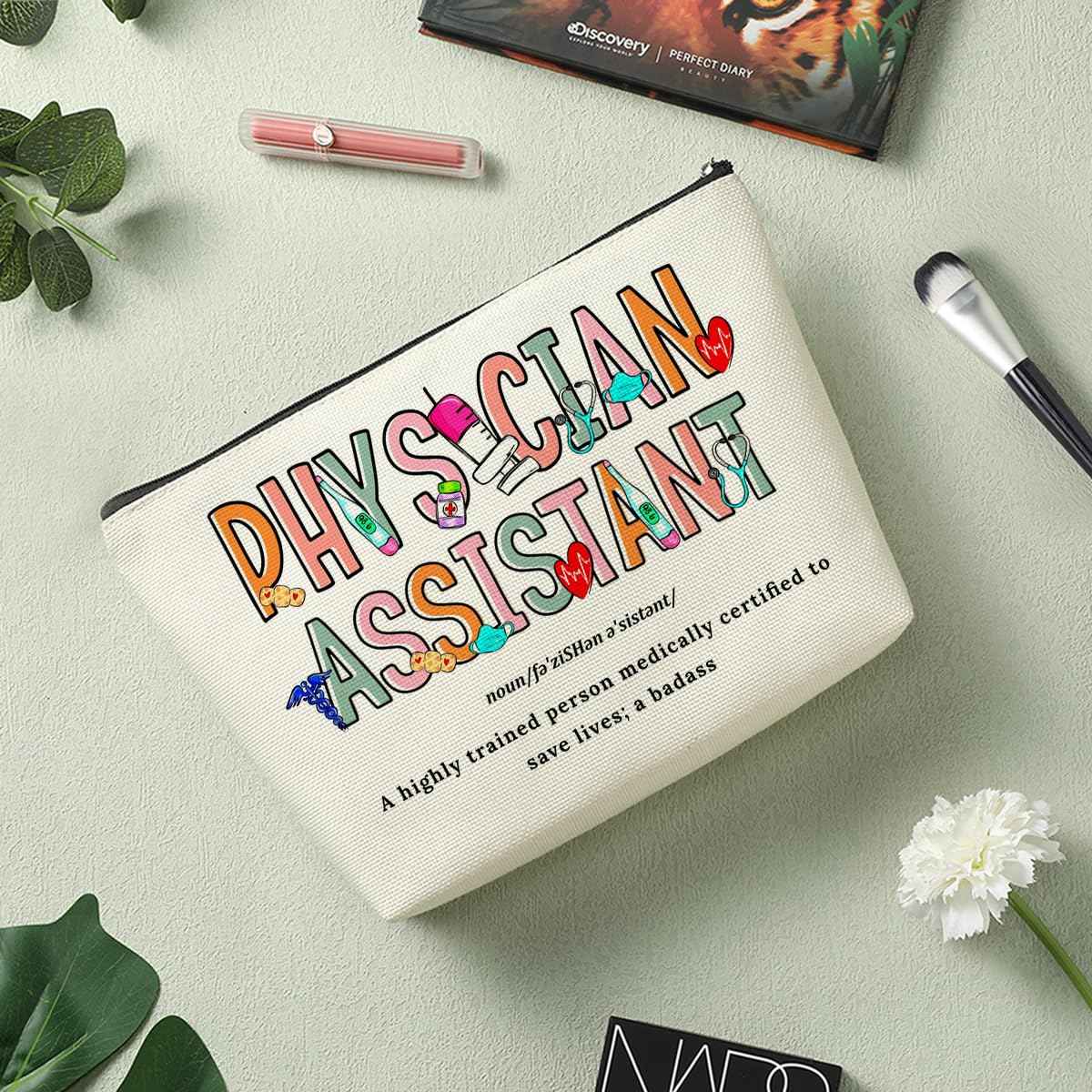 Physician Assistant Noun Physician Assistant Gifts Makeup Bag Cosmetic Bag, Appreciation Thank You Gifts for Women Medical Future PA Physician Assistant Christmas Birthday Toiletry Bag Accessories