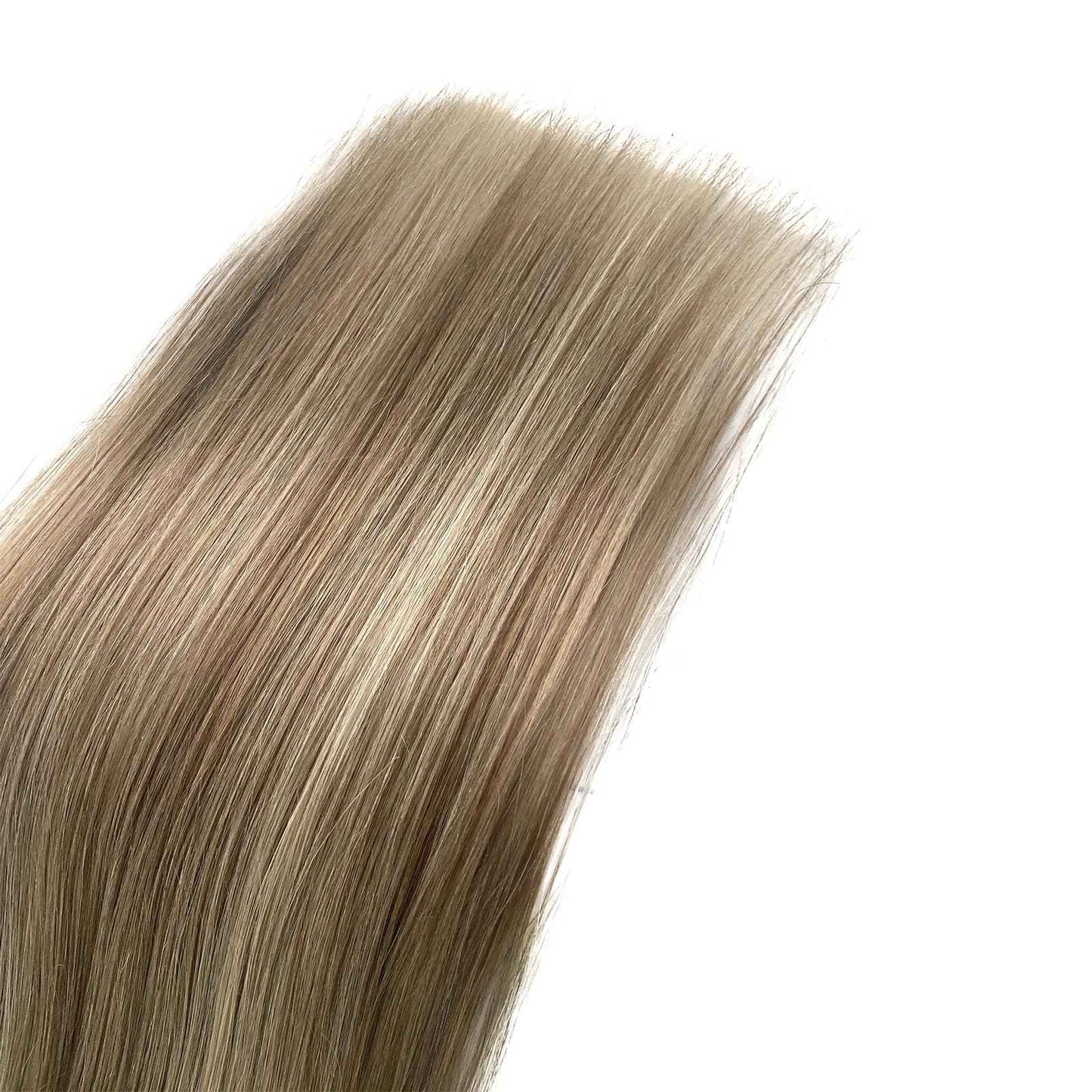 Sew in Hair Extensions Real Human Hair, Weft Hair Extensions Human Hair Bundles 14 Inch 80G Ash Brown and Blonde Balayage Ash Blonde Highlights Hand Tied Weft Hair Extensions Human Hair Weave Bundles