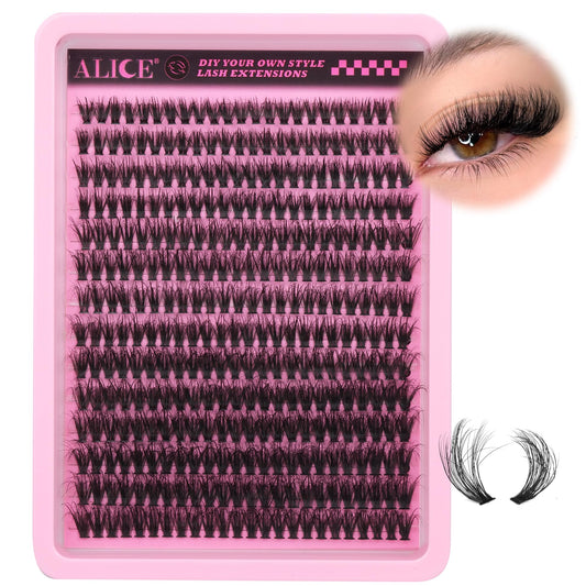 ALICE 336pcs Lash Clusters Fluffy Thick 60D Cluster Eyelash Extensions DIY Lash Extensions Wispy Faux Mink Individual Lashes Mix 10-18mm Long Eyelash Clusters