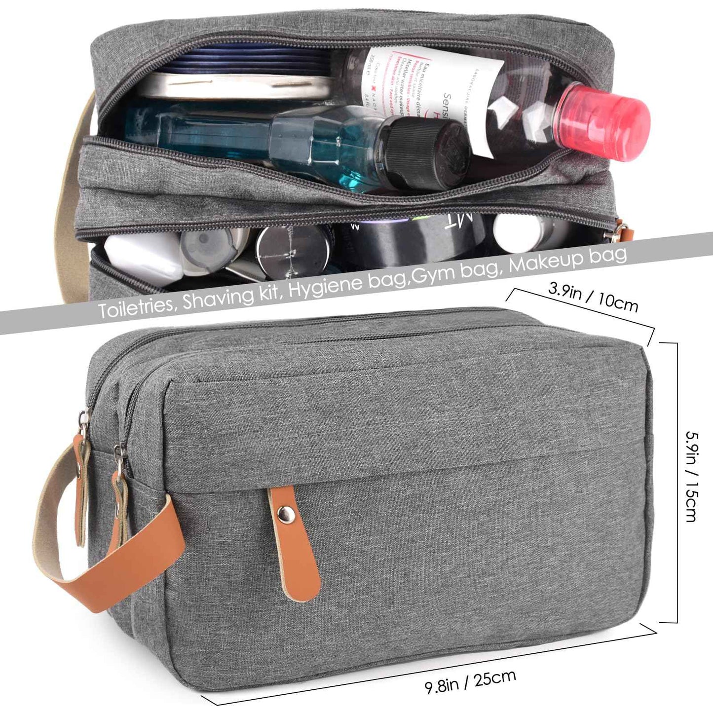 CaCTOUR Travel Toiletry Bag for Men Hanging Dopp Kit Water Resistant Shaving Bag for Toiletries Accessories, Small Toiletry Bag for Traveling (Gray)