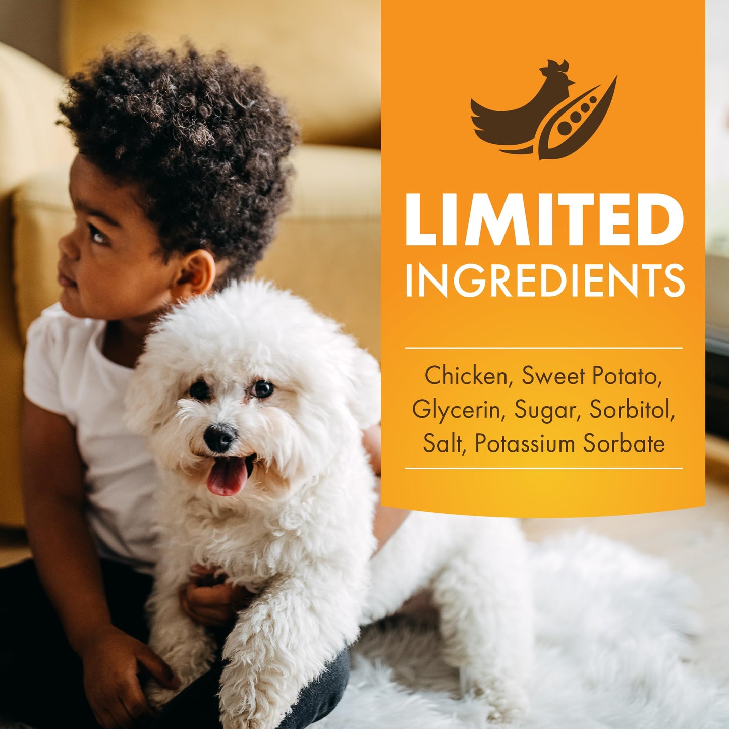 Pur Luv Dog Treats, Chicken & Sweet Potato Jerky Wraps, Made with Real Chicken, 16 Ounces, Rawhide Free, Healthy, Easily Digestible, Long Lasting, High Protein Dog Treat, Satisfies Dog's Urge to Chew