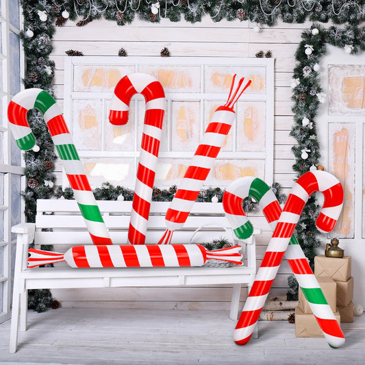 Rotatingpals 6 Pcs 74 Inch Inflatable Christmas Candy Canes Jumbo Christmas Decorations Candy Cane Balloons for Christmas Party Decor Indoor Outdoor Yard Pool Holiday Party Supplies