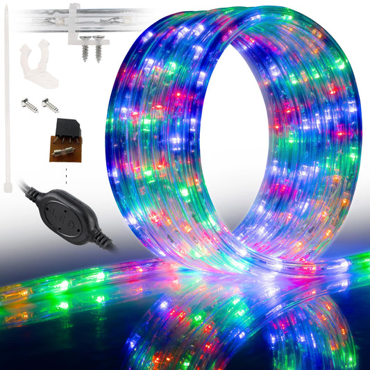 WYZworks 1116LEDs, 100ft LED Outside Rope Lights, Waterproof Permanent Outdoor ETL Certified Connectable Clear Tube, Christmas Palm Tree Holiday Decorative Landscape Patio Accent Lighting - Colorful