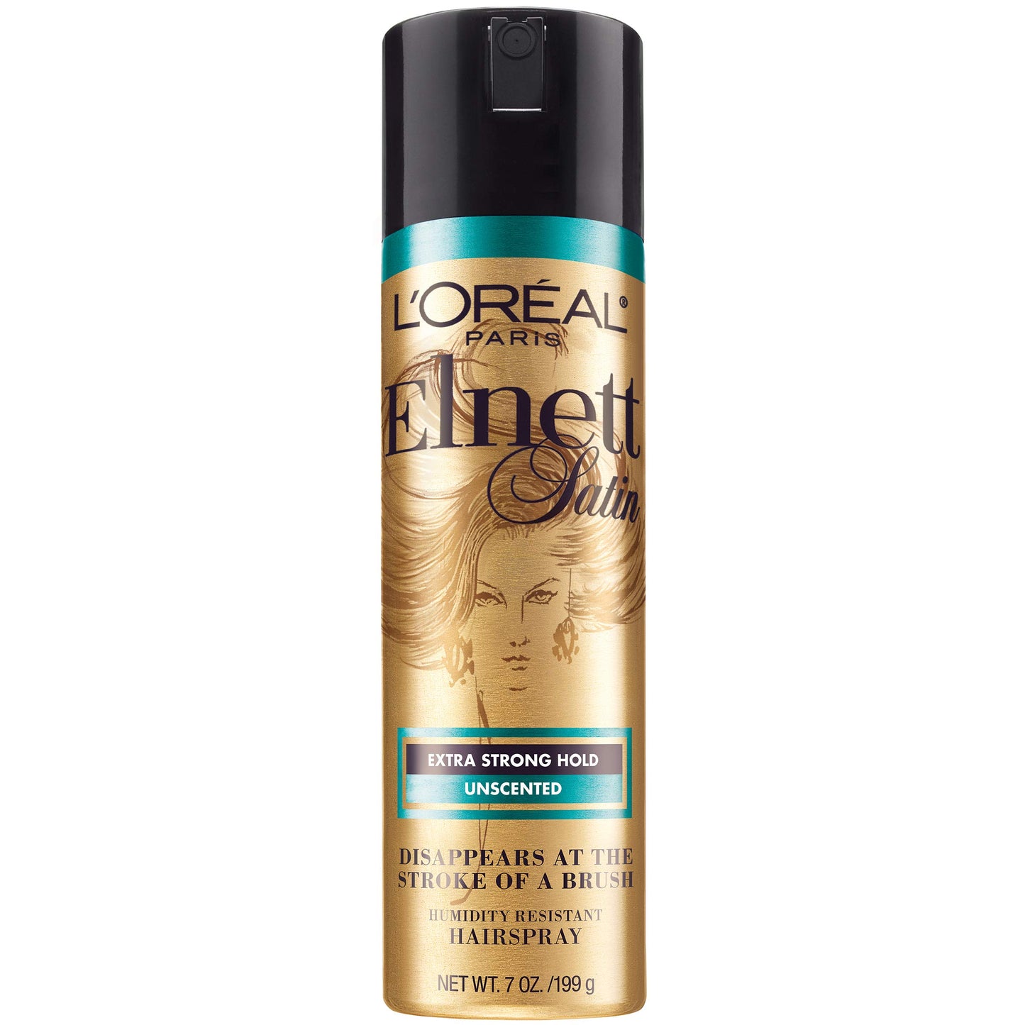 L'Oreal Paris Elnett Hair Care Elnett Satin Extra Strong Hold Hairspray - Unscented, Long Lasting + Humidity Resistant, Hair Styling Spray, 7 Oz