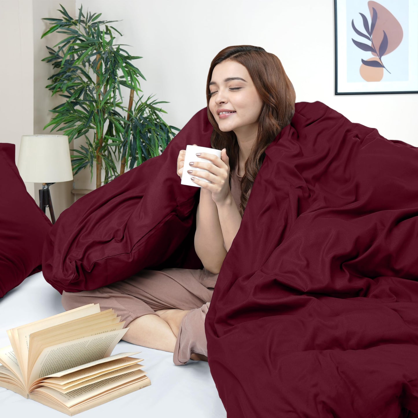 Utopia Bedding Duvet Cover Twin Size - 1 Duvet Cover with 1 Pillow Sham - 2 Piece Bedding Duvet Cover with Zipper Closure - Soft Brushed Microfiber, 68 X 90 Inches (Twin/Twin XL, Burgundy)