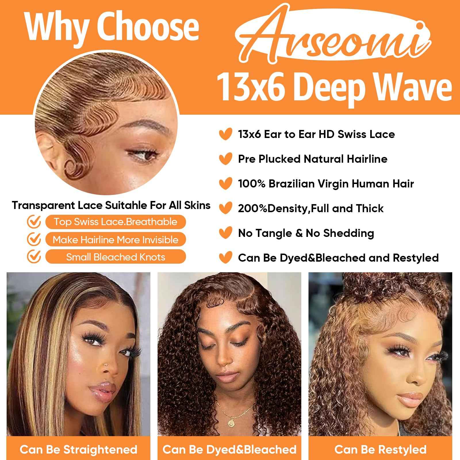 Arseomi Highlight Ombre Bob Wig Human Hair 13x6 Frontal Lace Wig Human Hair 4/27 Honey Blonde Bob Deep Wave Lace Front Wigs for Women Pre Plucked with Baby Hair 6 Inch