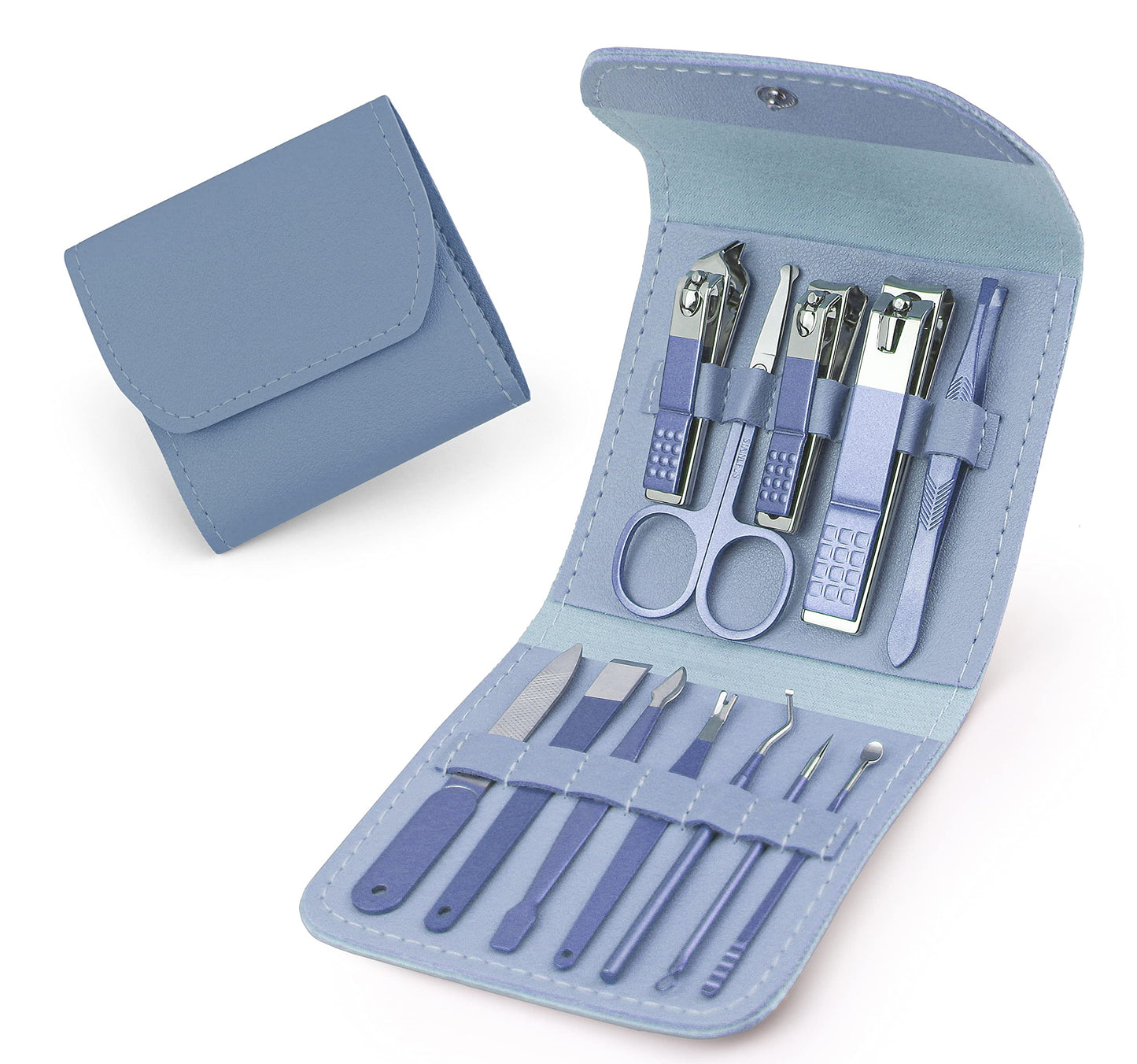 Manicure Set Nail Clipper Set Pedicure Kit Manicure Kit Professional Nail Kit 12 in 1 For Toenail Fingernail - Blue