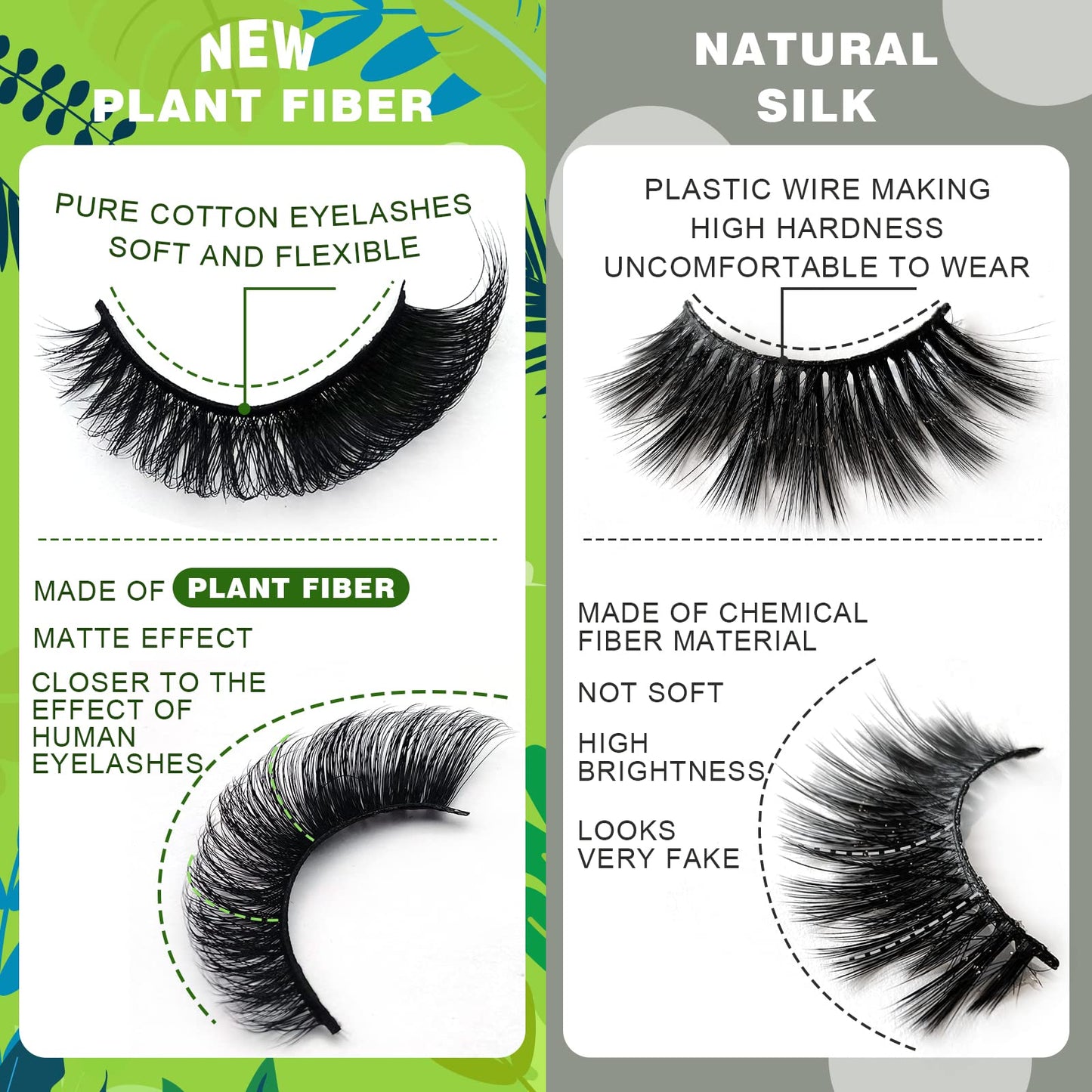 3d Plant Fibre Russian Strip Lashes, D Curl Lash Strips, Natural False Lashes Mink, Wispy Fake Lashes, D Curl Strip Lashes, Natural Wispies Mink Eyelashes, Faux Mink Eyelashes Natural Look(DC10)