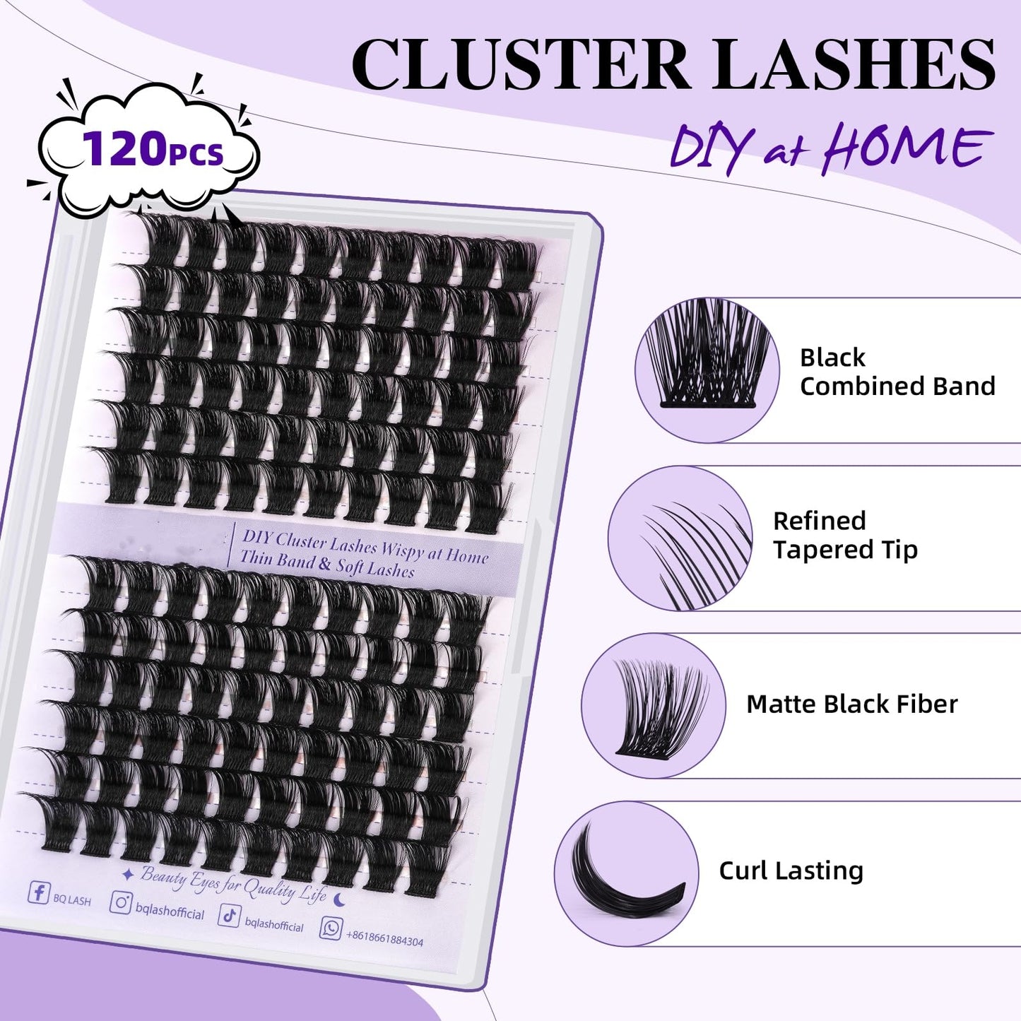 Clusters B18 Clusters Lashes 120 PCS Eyelash Clusters D Curl 16mm Individual Lashes Wispy Volume False Eyelashes Soft Lightweight DIY Eyelash Extension at Home (B18,D-16mm)