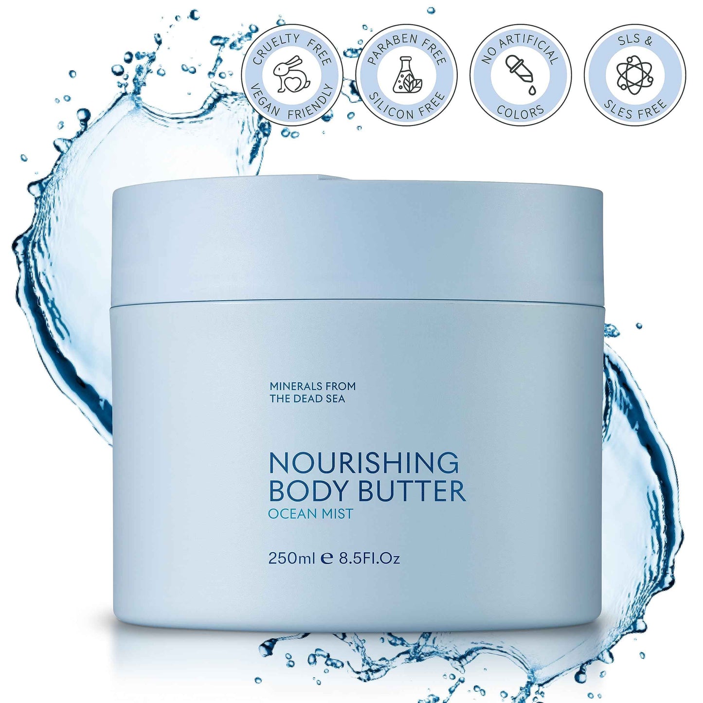 SEACRET OCEAN MIST BODY BUTTER: Hydrating Body Moisturizer Cream with Shea and Cocoa Butter, Vitamins E & C, and Dead Sea Minerals for All Skin Types, 8.5 FL. OZ, Ocean Mist