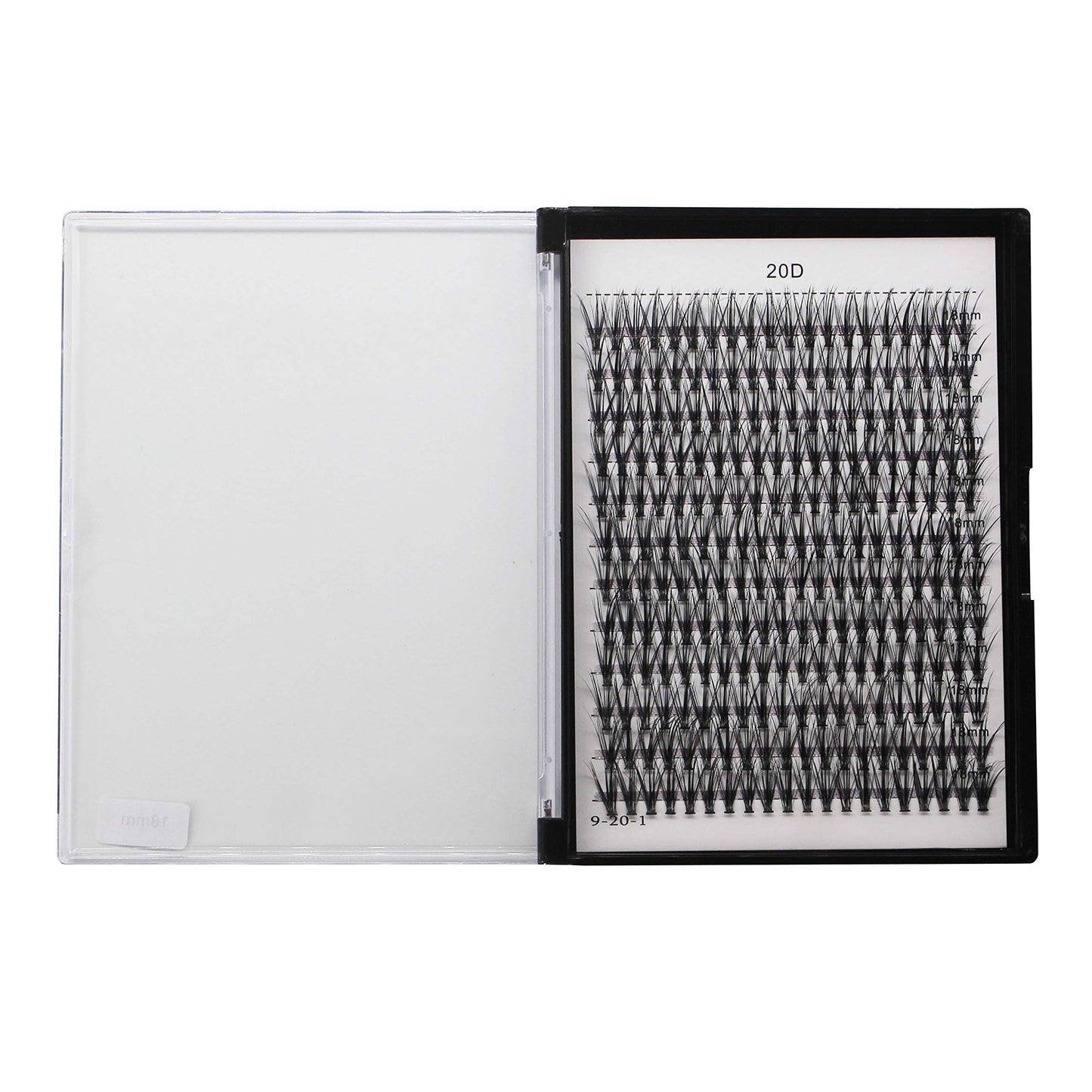 Bodermincer 10D/20D/30D/40D/50D Cluster to Choose Large Tray 240pcs D Curl Individual Cluster Eyelashes False Eyelashes Extension Individual Eyelash Bunche Lash Cluster DIY at Home (20D-18mm)