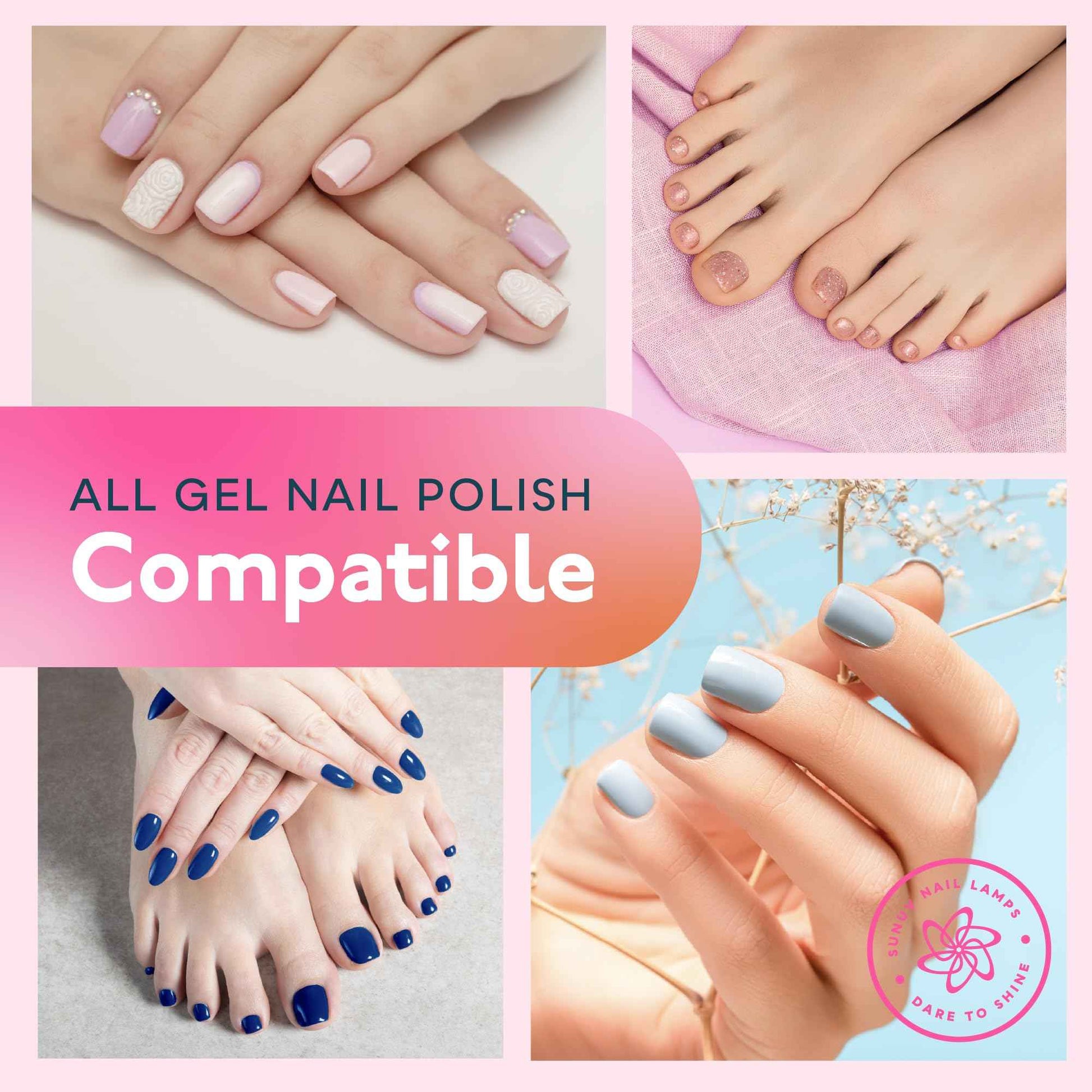 SUNUV SUN8 UV Light for Nails, UV LED Nail Lamp with 3 Timer Settings, Auto Sensor LCD Display Compatible with All Gel Polish Pink