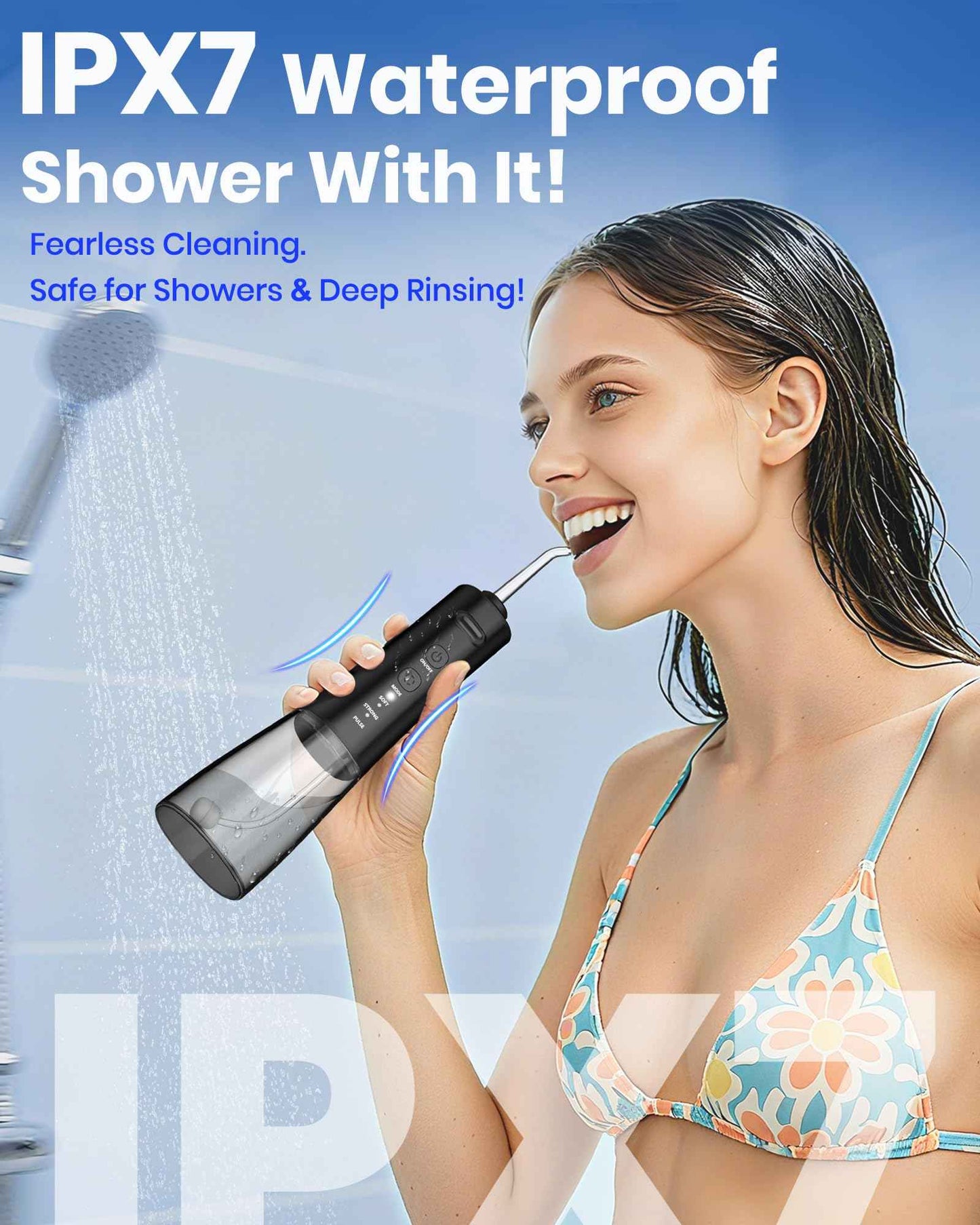 Water Flosser, 300ML Portable Cordless Water Dental Flossers for Teeth Deep Cleaning, IPX7 Waterproof Rechargeable Electric Oral Irrigator Teeth Pick for Travel Home Use and Braces Care (Black)