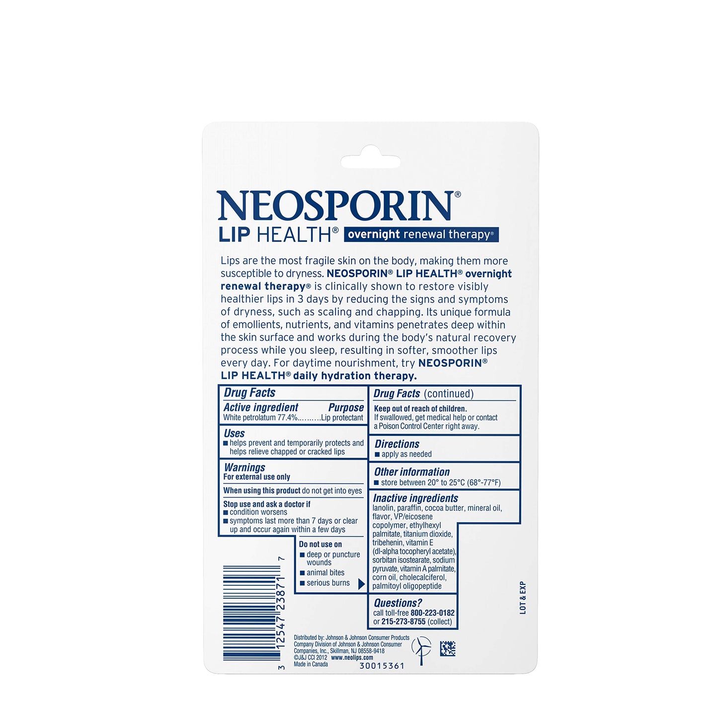 Neosporin Lip Health Overnight Renewal Therapy, 5 Count