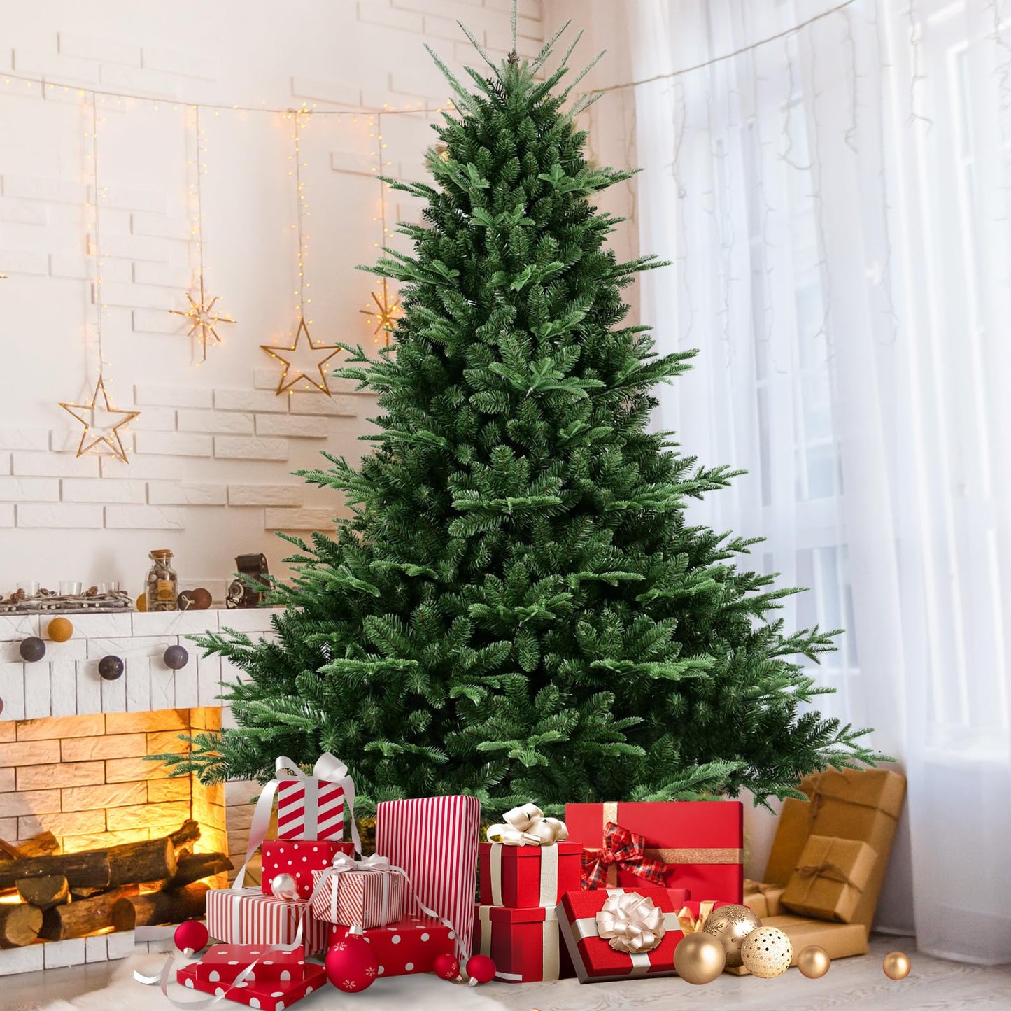 Realistic Artificial Unlit Christmas Tree, Leheyhey 4ft Christmas Tree for Home, Office, Party Decoration, 674 PE&PVC Mixed Branch Tips, Easy Assembly, Metal Hinges & Foldable Base