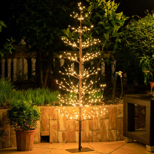 Leruckdite LED Tree Light 5ft 518L Warm White Artificial Tree Decoration for Bedroom Indoor Outdoor Home Festival Party Wedding