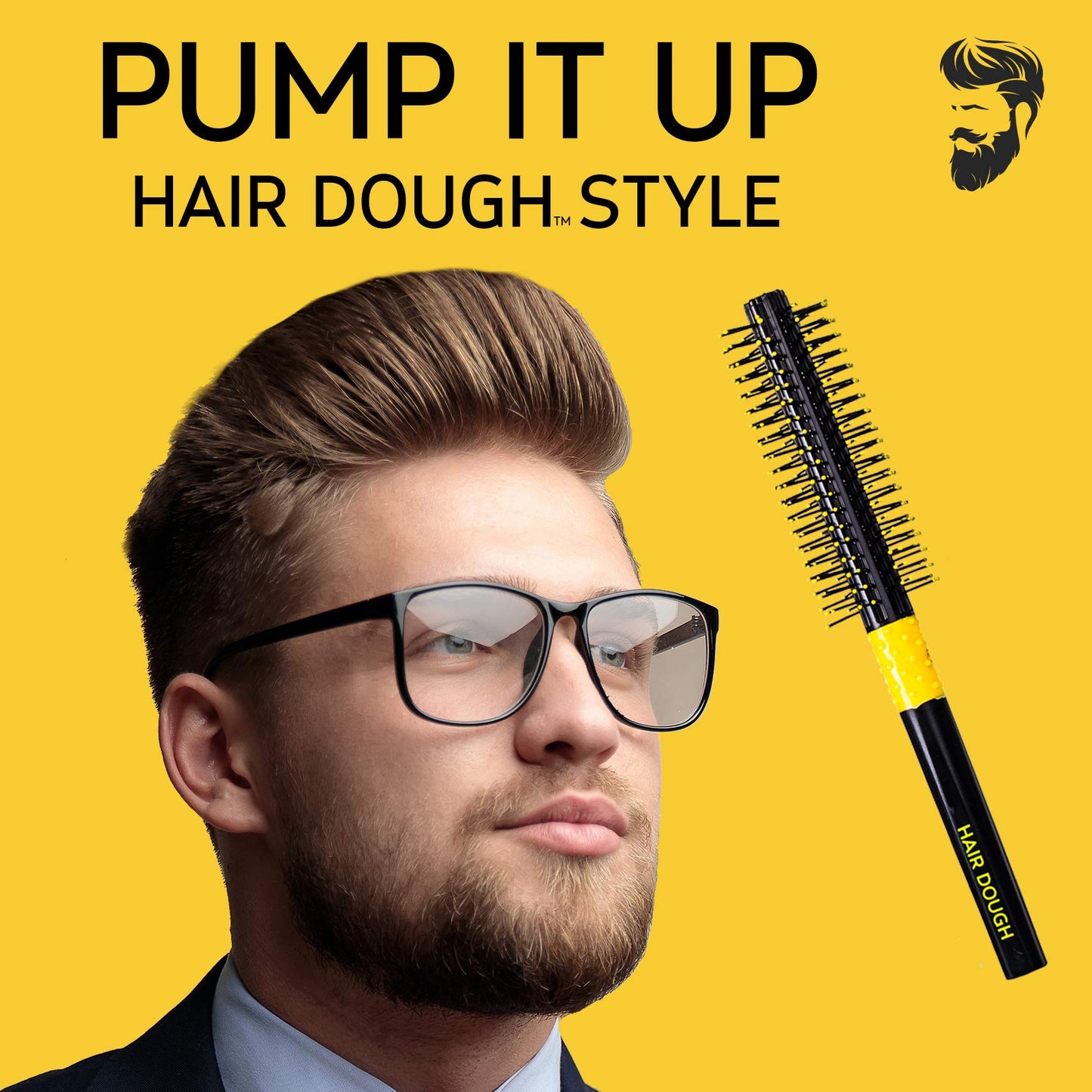 Hair Dough Quiff Roller Round Brush, Small is perfect to Style and Add Volume to any Short Hair, Roller Brush works great with Wax, Clay, Beard Balm, Pomade.