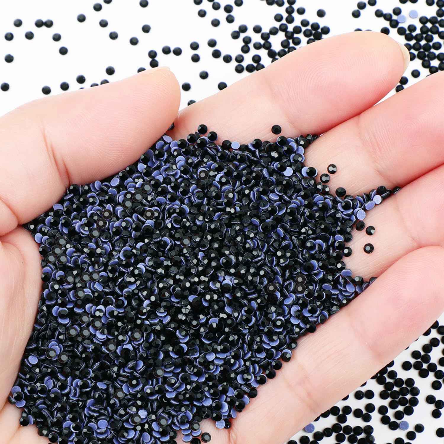NCB 14400pcs Hotfix Crystal Rhinestones for Clothes Crafts, Hot Fix Bulk Flatback Crystals, Iron on Hotfix for DIY Decoration 100 Gross (Black, ss6/14400pcs)
