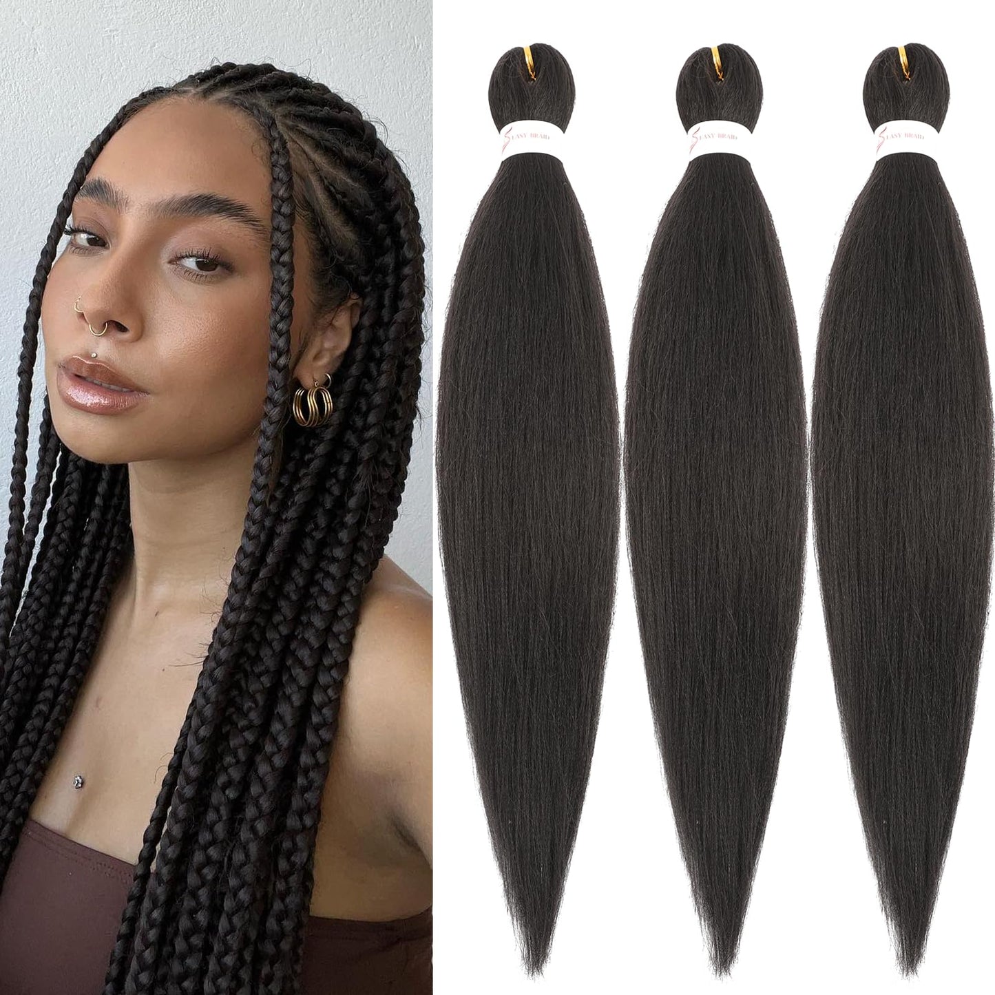 20 Inch Braiding Hair Pre Stretched Braids Hair Extensions Hot Water Setting Braiding Hair Kanekalon Braiding Hair Pre Stretched Hot Water Setting Soft Yaki Braiding Hair