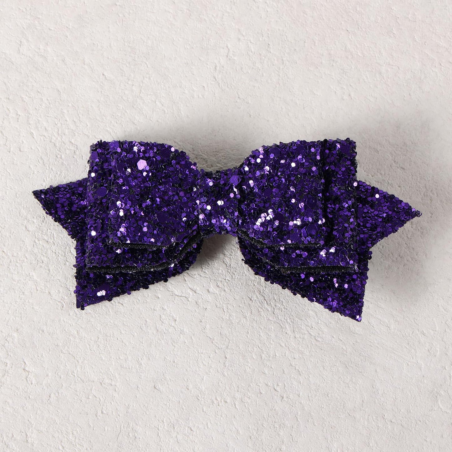 4" Glitter Purple Hair Bow Clips Sparkling Sequin Alligator Barrettes Pins for Teens Toddler Cheerleader Girls Kids Halloween Costume Decor Accessory Back School Mardi Gras Gift