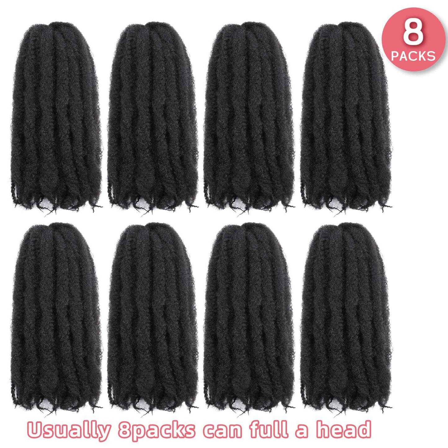 Marley Twist Braiding Hair-18Inch 8packs Cuban Twist Hair Soft Marley Hair for Black Women (1B, 18 Inch (Pack of 8))