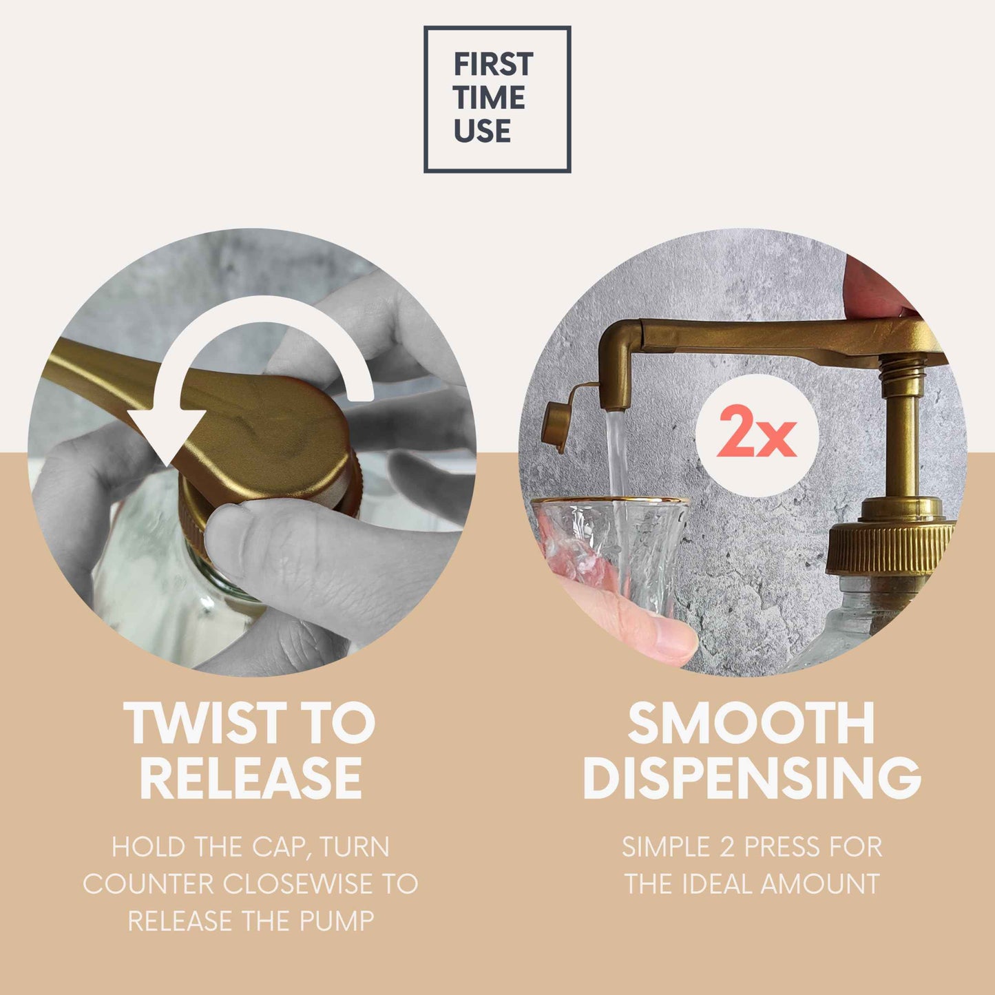 eBun Goldengleam Glass Mouthwash Dispenser (Gold Plastic Pump) 37oz Mouthwash Pump Dispenser, Mouth Wash Holder with Rinse Cup, Mouth Wash Glass Bottle, Decanter, Large Bottle for Bathroom Set