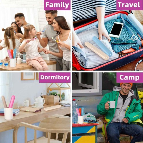 Eaezerav 6 Pack Toothbrush Travel Case, Travel Toothbrush Holder, Sanitary Toothbrush Storage, Eco-friendly Toothbrush Protector Covering for Traveling, Business, Camping, Home, School