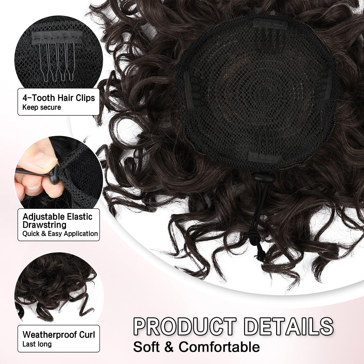 Lommel Messy Bun Hair Piece for Women 70g Elastic Drawstring Loose Wave Curly Hair Buns Hair Piece Synthetic Hair Bun Hair Extensions for Women Daily Use(Dark Brown)