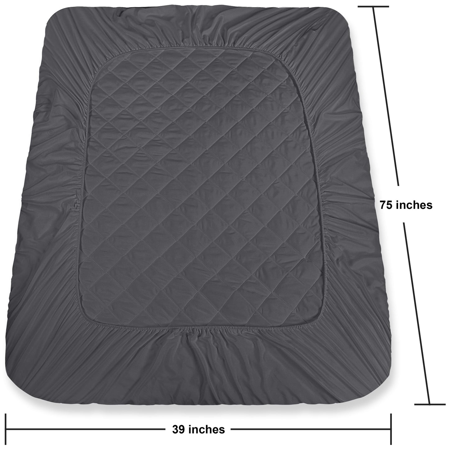 Utopia Bedding Quilted Fitted Mattress Pad (Twin, Grey) - Elastic Fitted Mattress Protector - Mattress Cover Stretches up to 16 Inches Deep - Machine Washable Mattress Topper